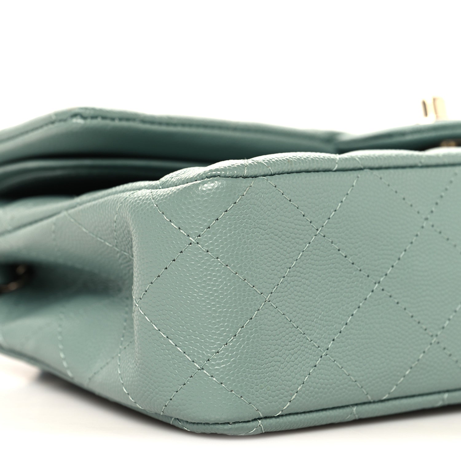 Caviar Quilted Medium Double Flap Dark Green