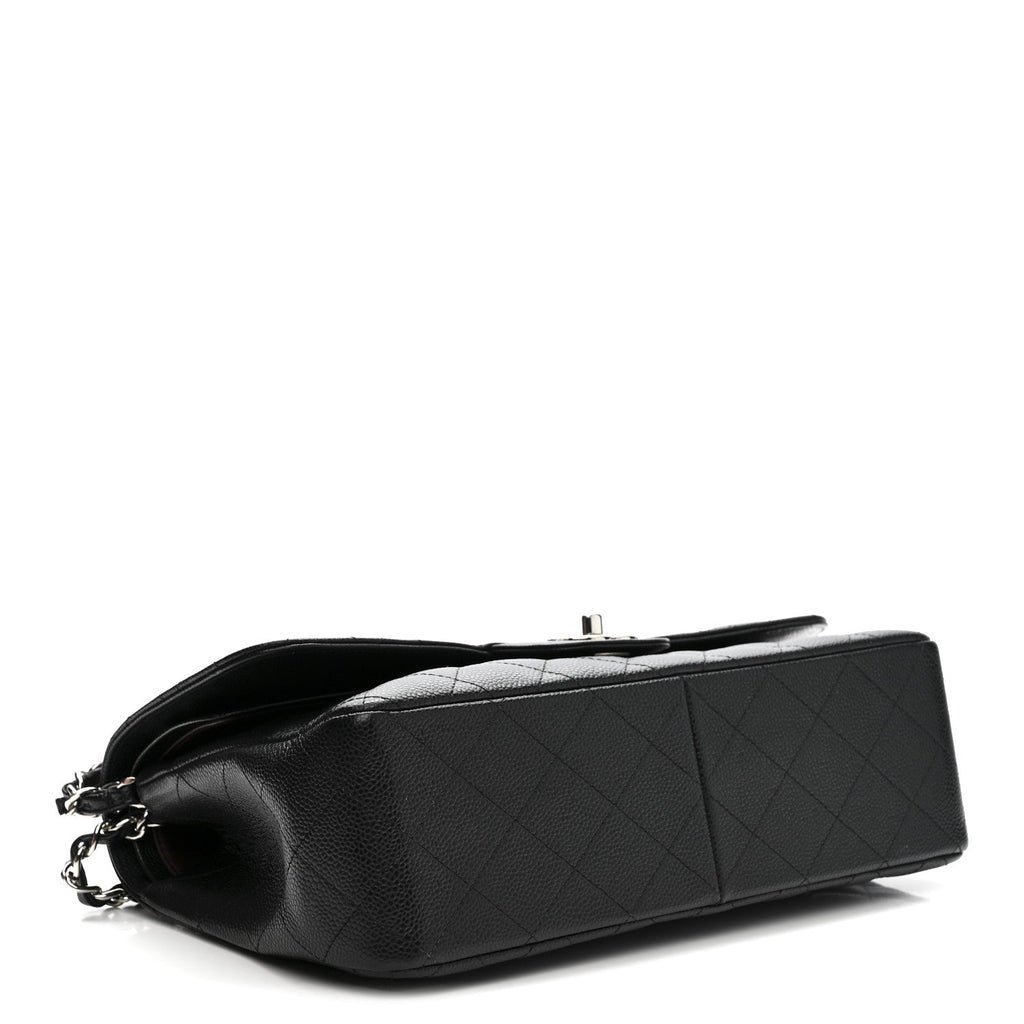 Caviar Quilted Jumbo Double Flap Black