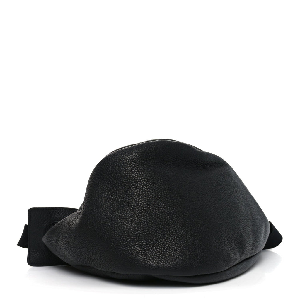 Grained Calfskin Large Slouchy Banana Bag Black