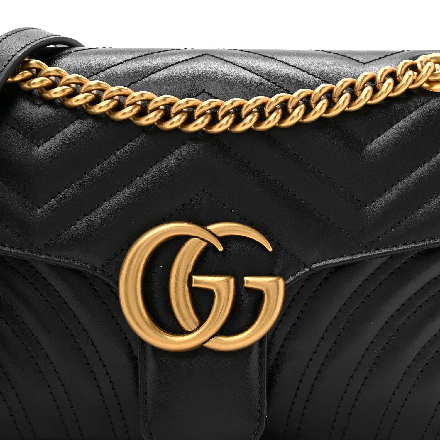 Calfskin Matelasse Small GG Marmont Shoulder Bag Black