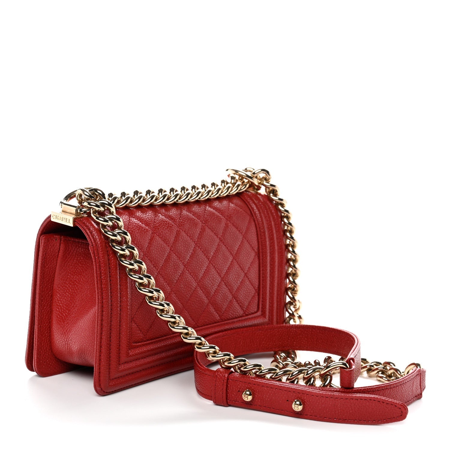 Caviar Quilted Small Boy Flap Red