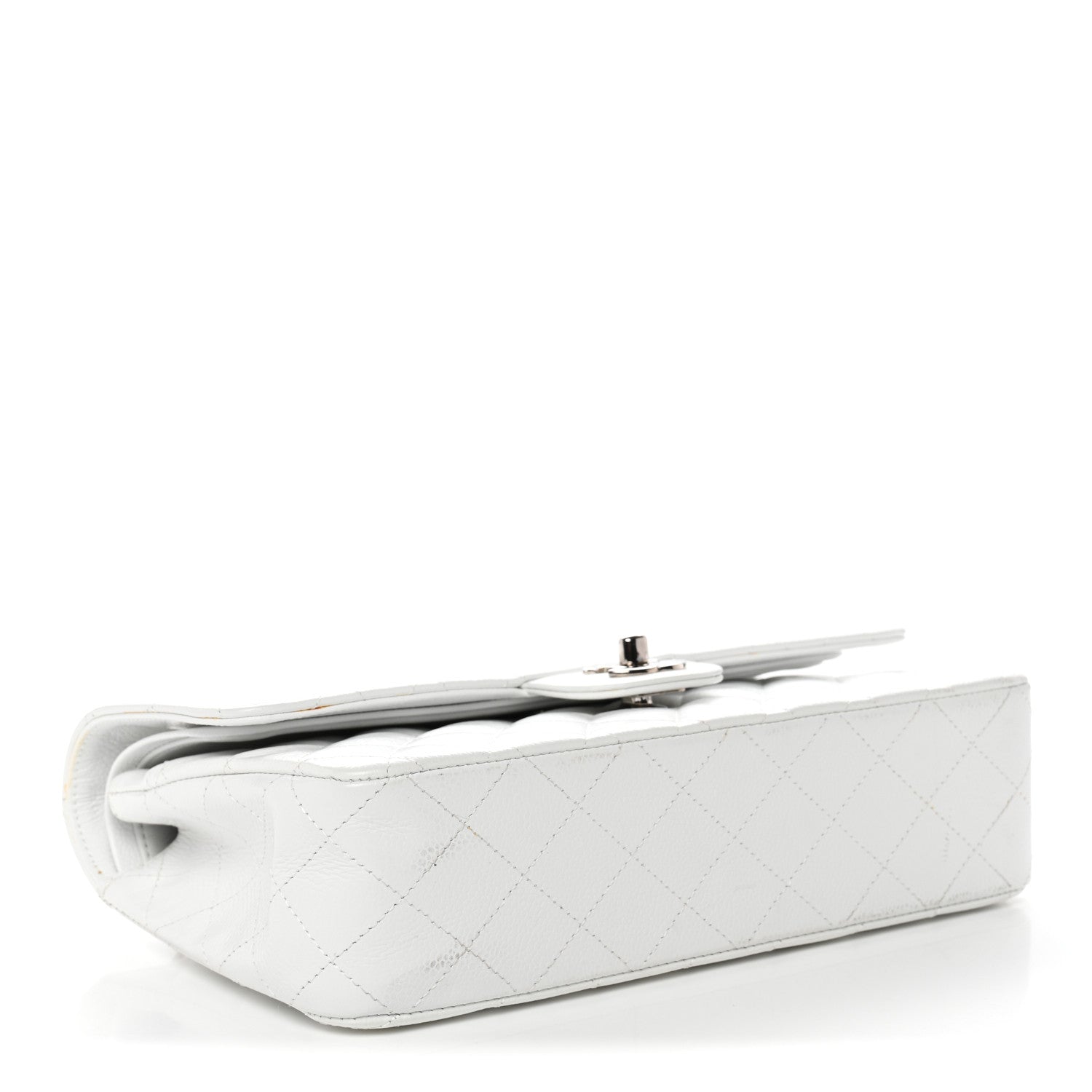 Caviar Quilted Medium Double Flap White