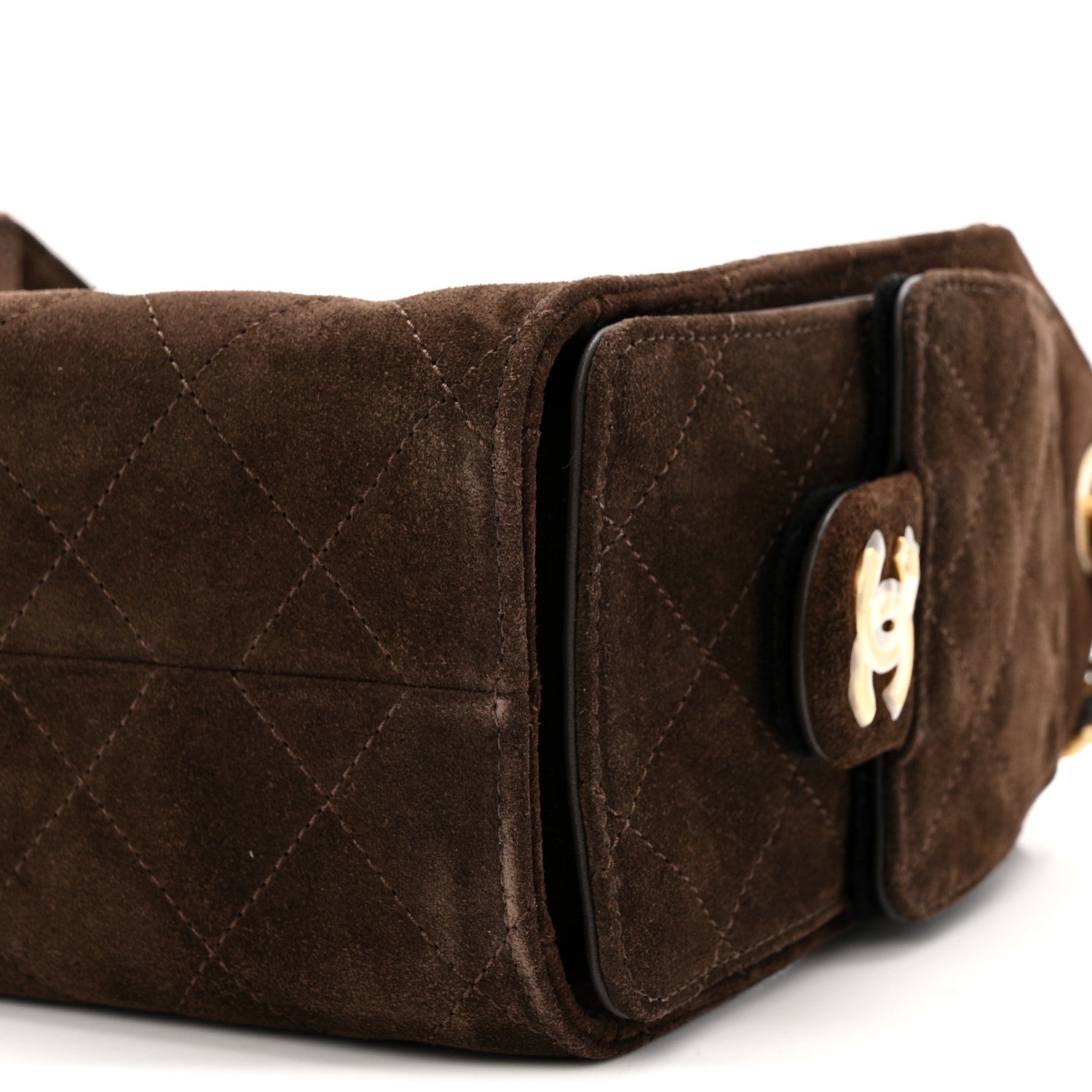 Suede Quilted Mini Chanel 25 Handbag Dark Brown