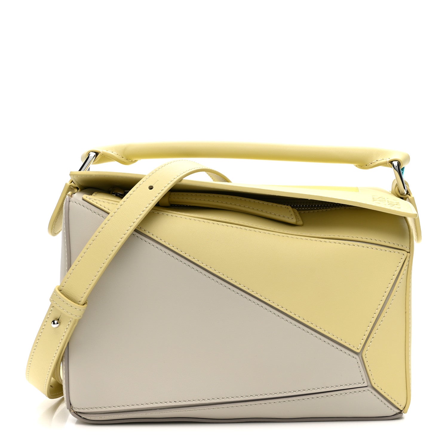 X ALBERS Nappa Calfskin Small Puzzle Bag Pale Grey Light Citrine