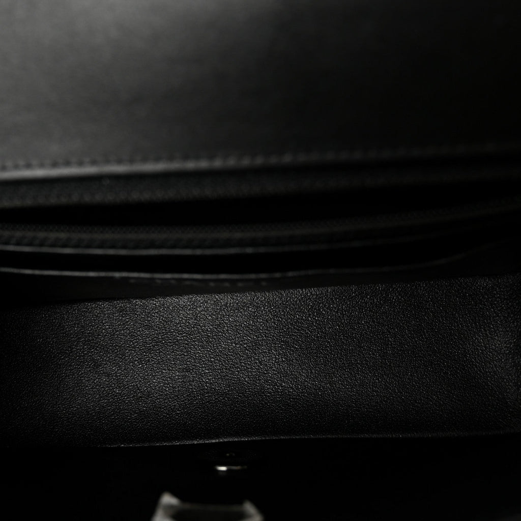 Patent Calfskin Quilted Mini Rectangular Flap So Black