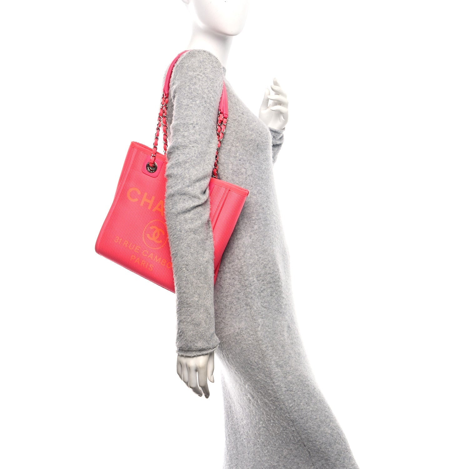 Canvas Mini Deauville Tote Pink Orange