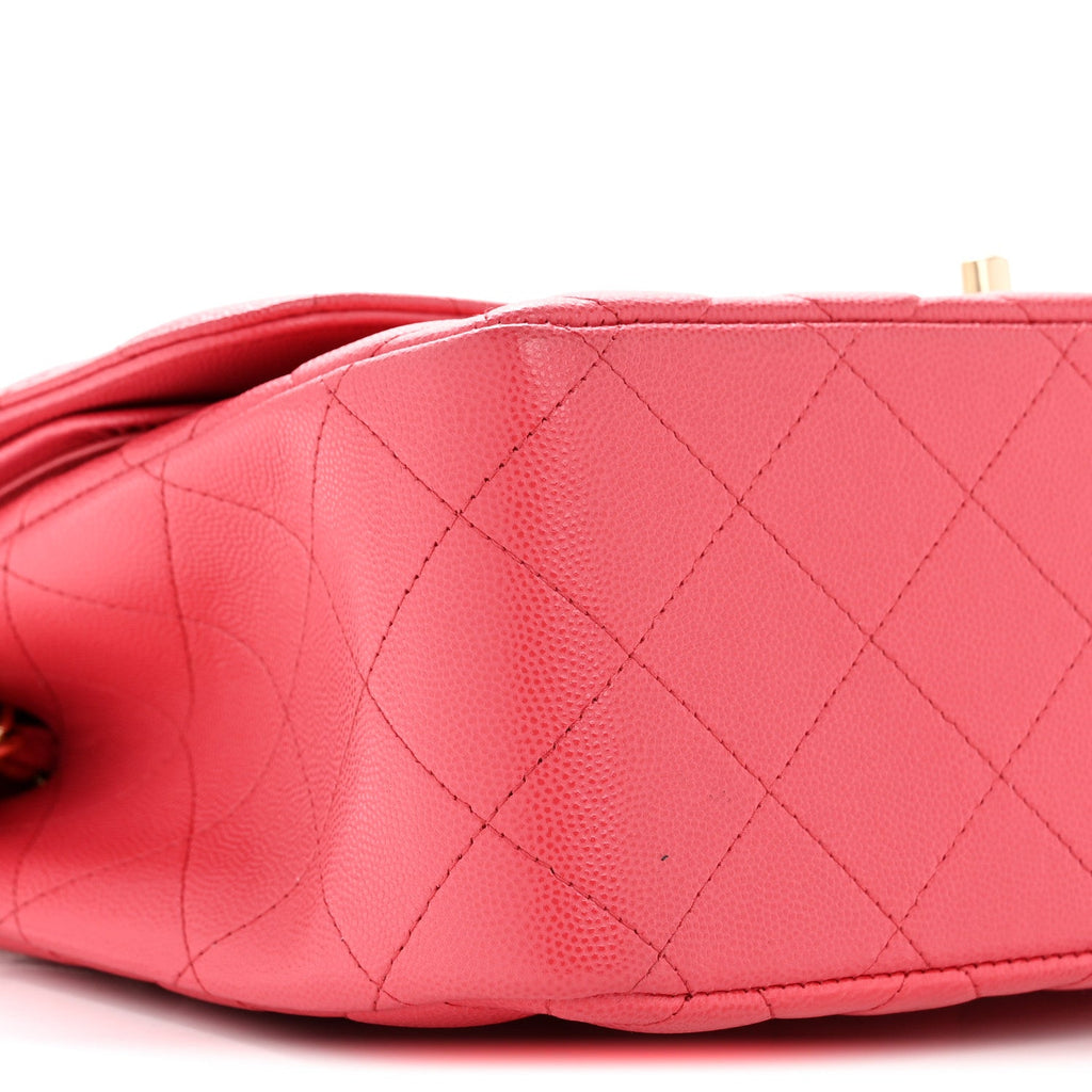 Caviar Quilted Jumbo Double Flap Dark Pink