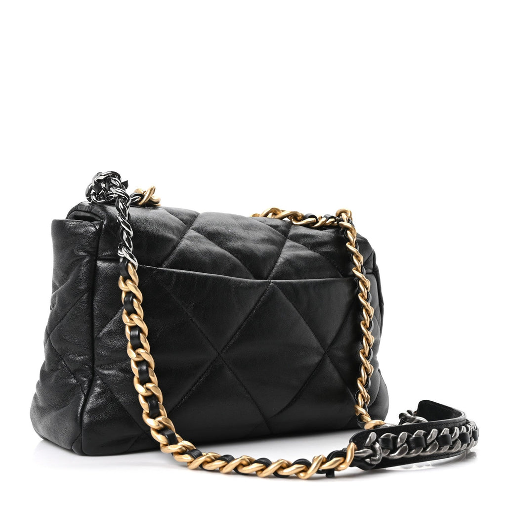 Goatskin Quilted Large Chanel 19 Flap Black