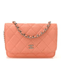 Caviar Quilted Mini Wallet On Chain WOC Coral