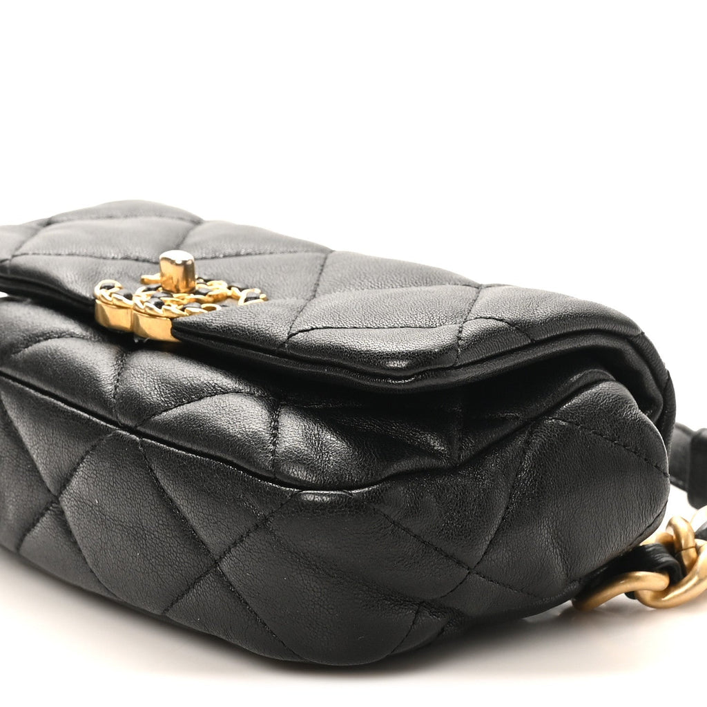 Lambskin Quilted Chanel 19 Waist Bag Black