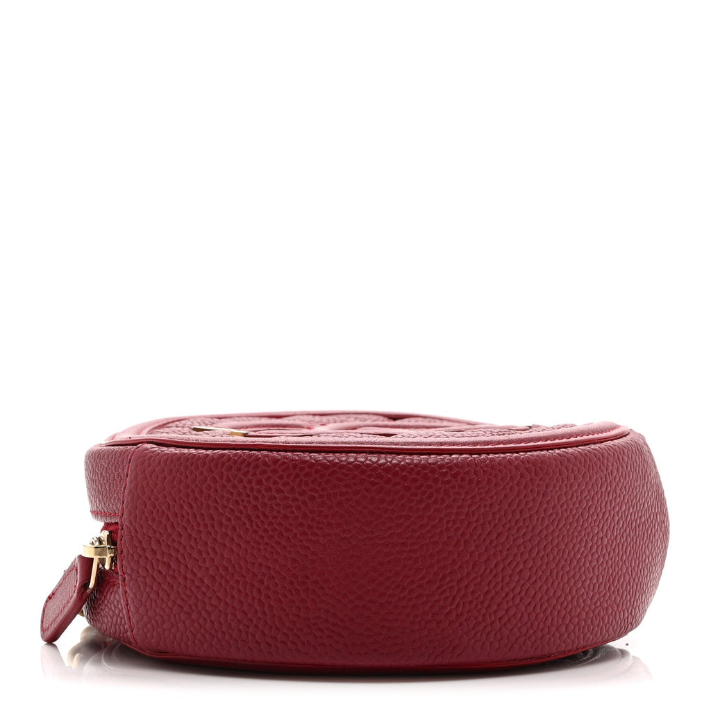 Caviar Quilted Round Filigree Crossbody Red