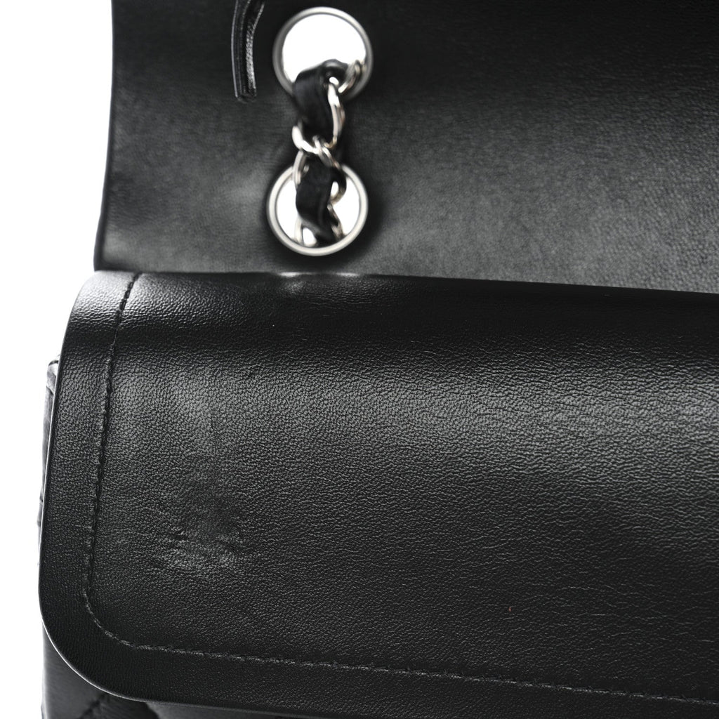 Lambskin Quilted Medium Double Flap Black