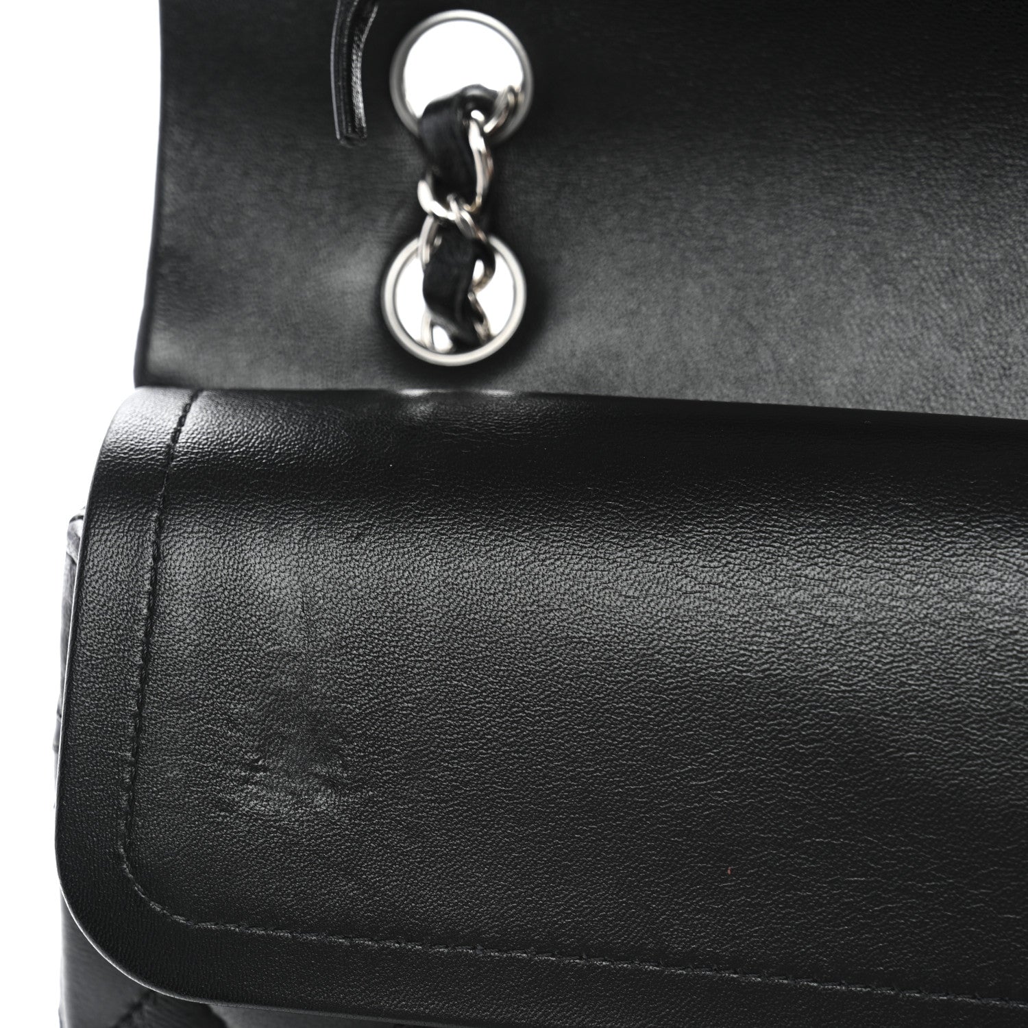 Lambskin Quilted Medium Double Flap Black