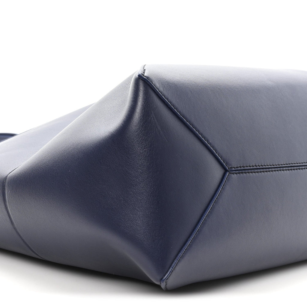 Shiny Calfskin XL Puzzle Fold Tote Abyss Blue