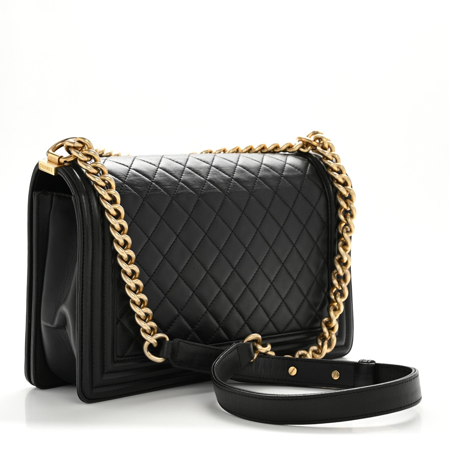 Lambskin Quilted New Medium Boy Flap Black