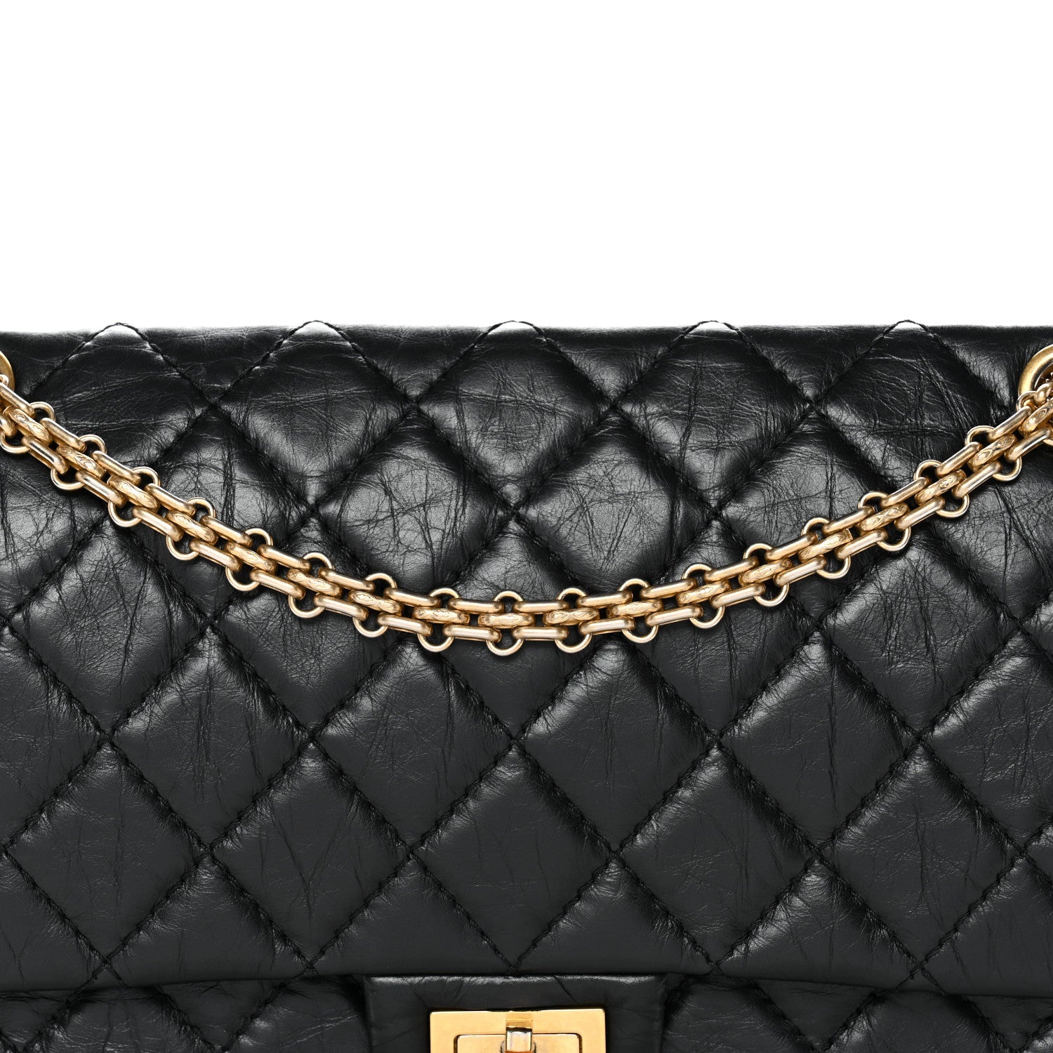 Aged Calfskin Quilted 2.55 Reissue 226 Flap Black