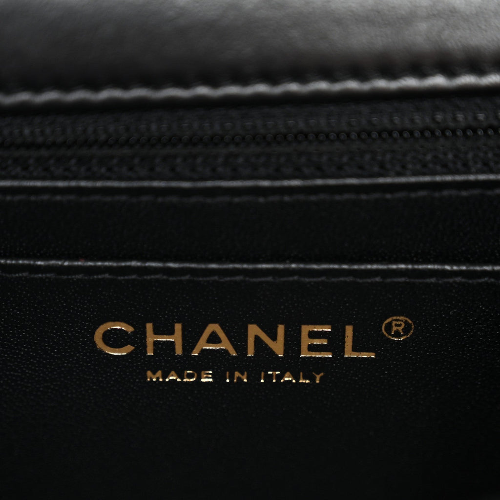 Lambskin Quilted Mini Rectangular Flap Black