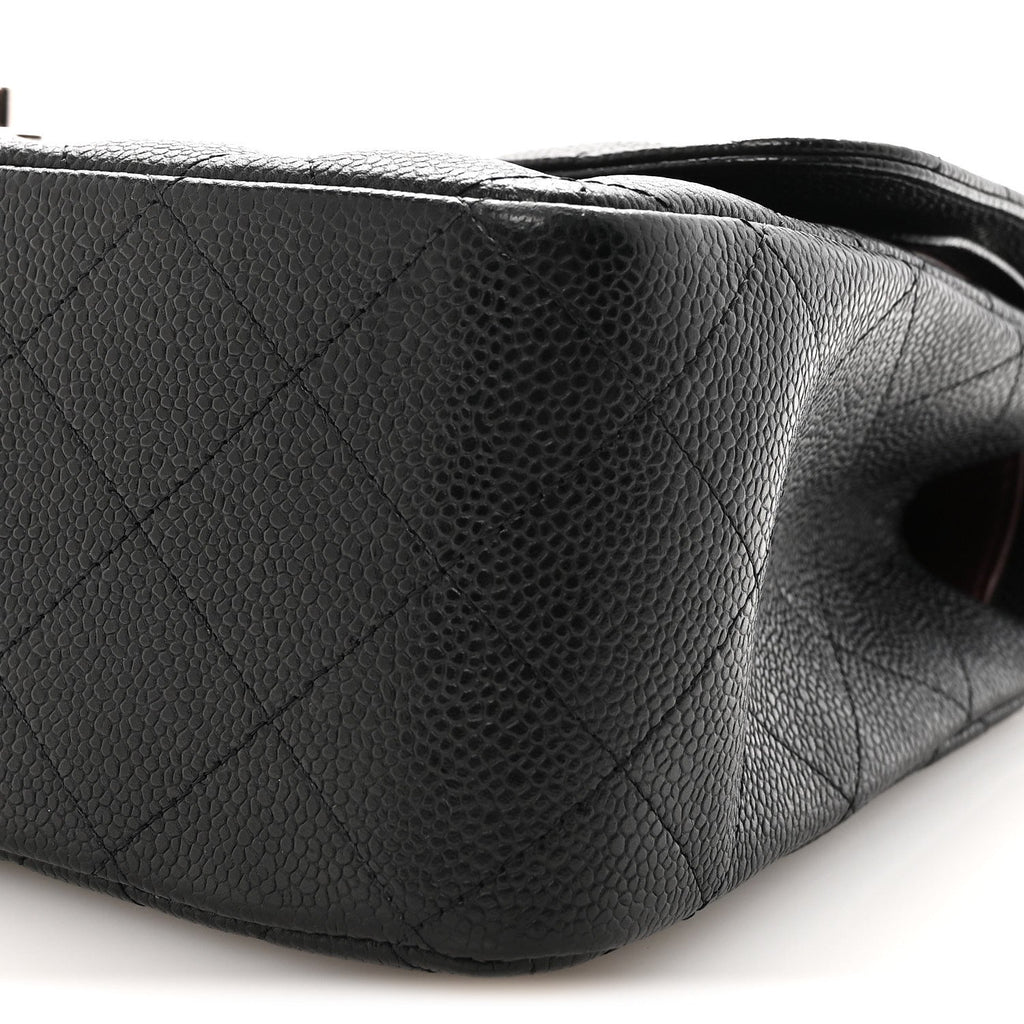 Caviar Quilted Jumbo Double Flap Black