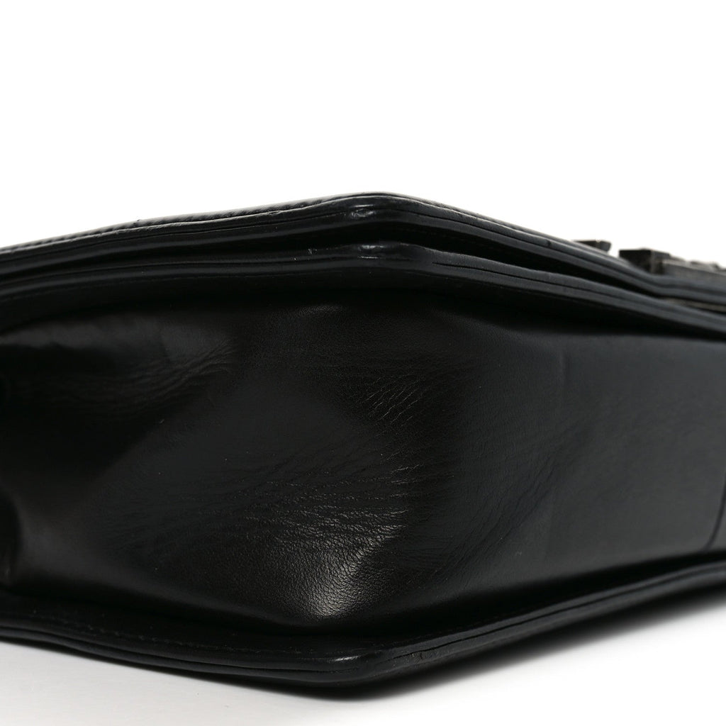 Calfskin Pleated Medium Boy Flap Black