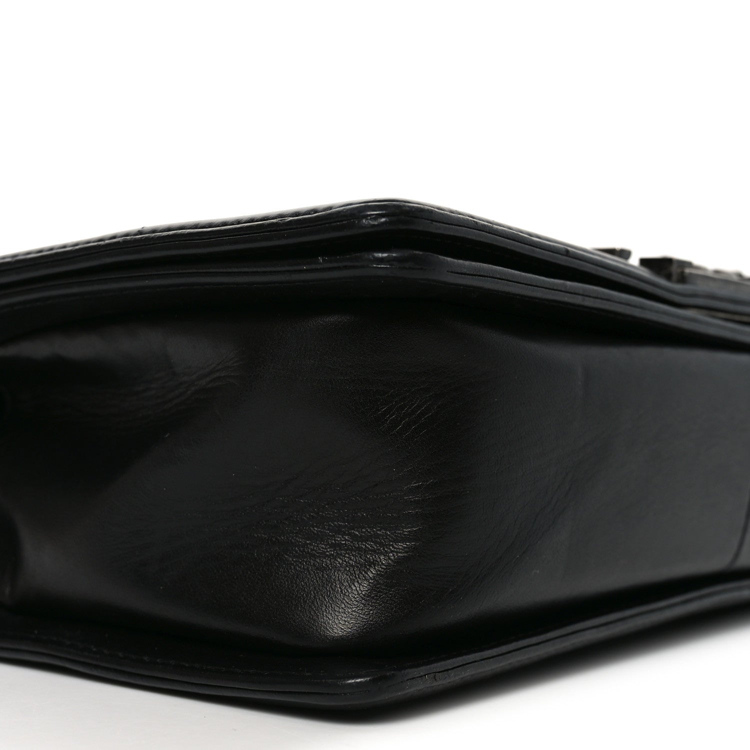 Calfskin Pleated Medium Boy Flap Black