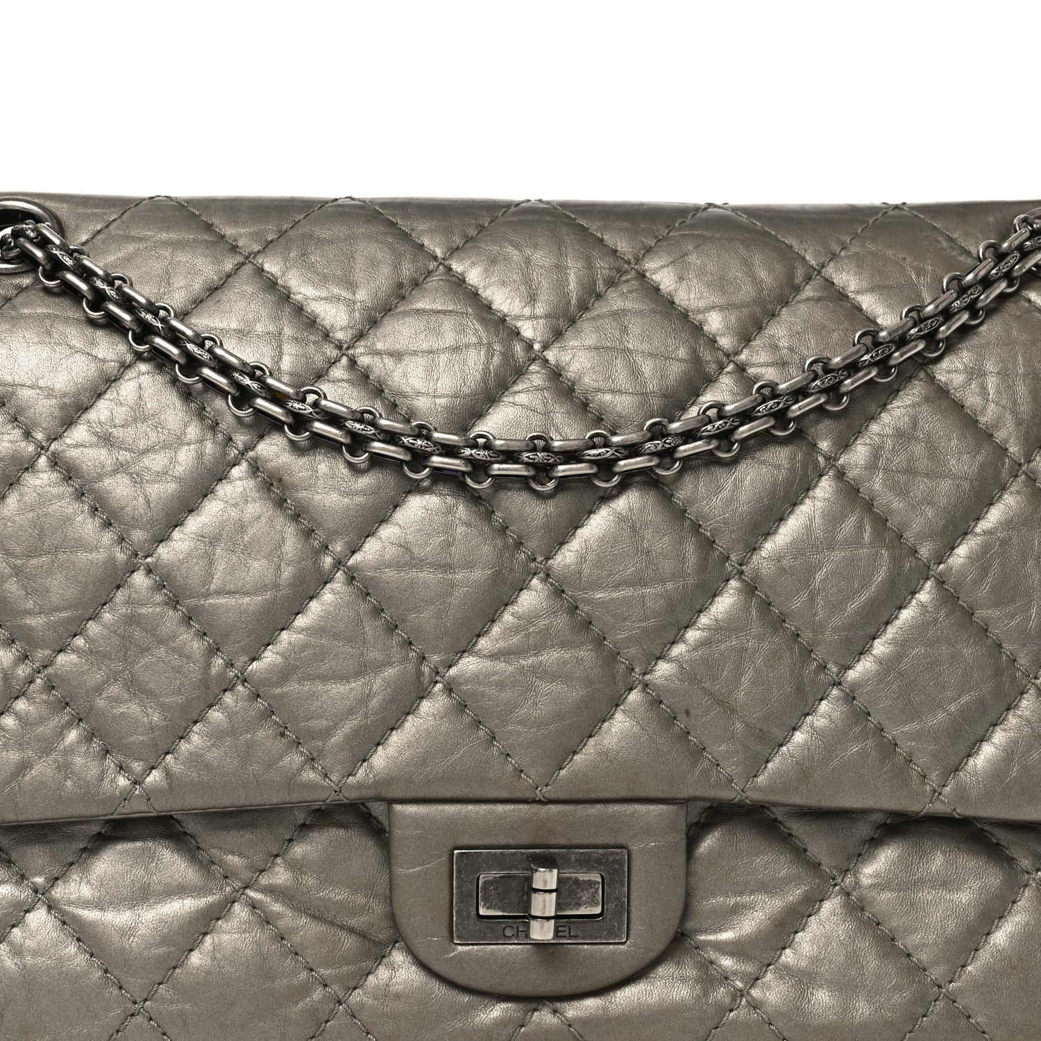 Metallic Aged Calfskin Quilted 2.55 Reissue 226 Flap Dark Gold