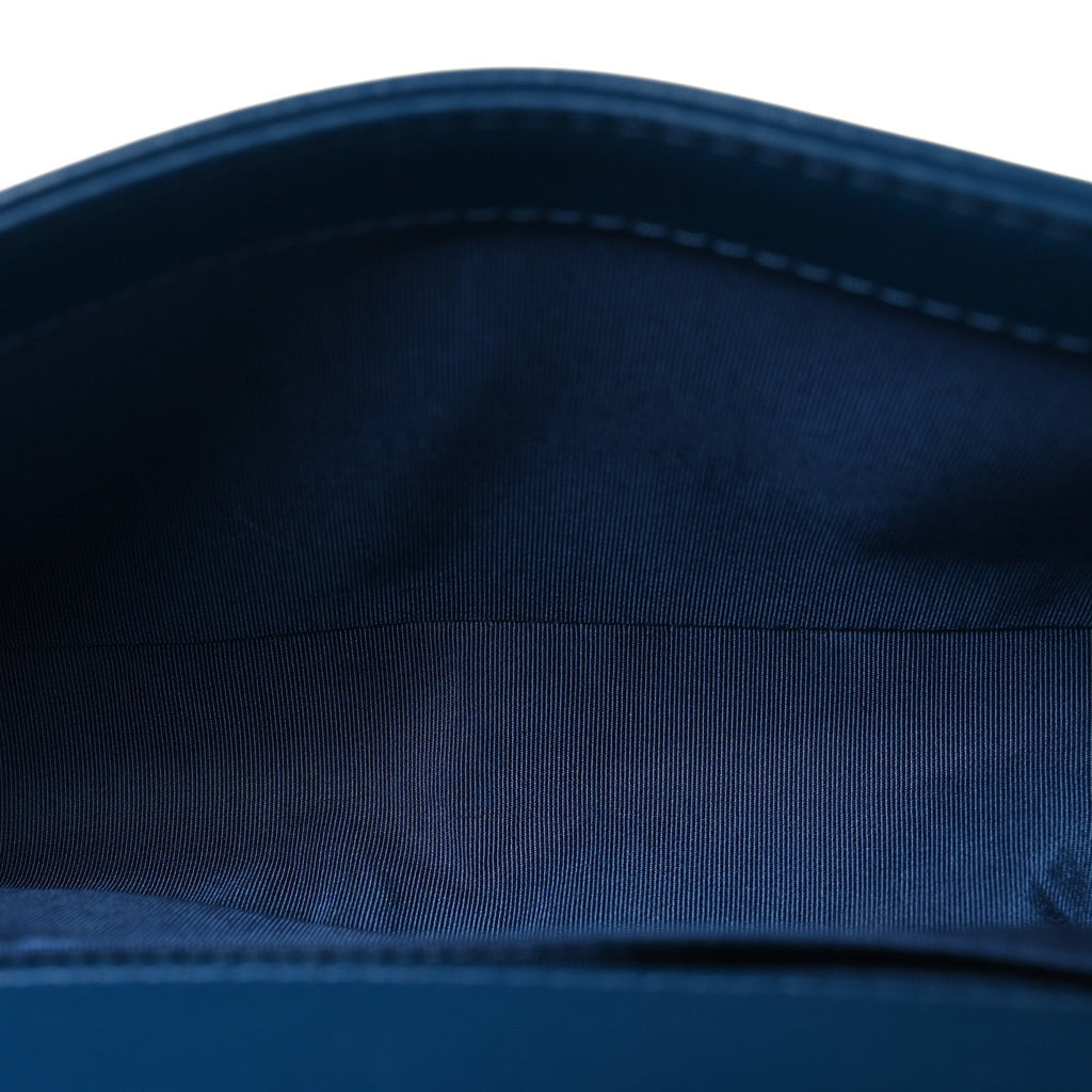 Calfskin Quilted Medium Boy Top Handle Flap Blue