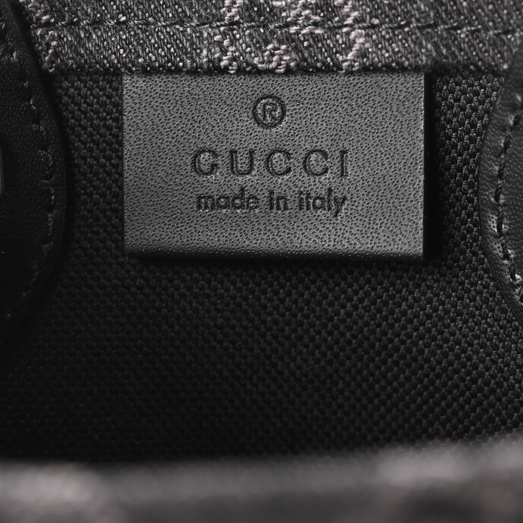 Denim GG Monogram Calfskin Mini Ophidia Tote Bag Black