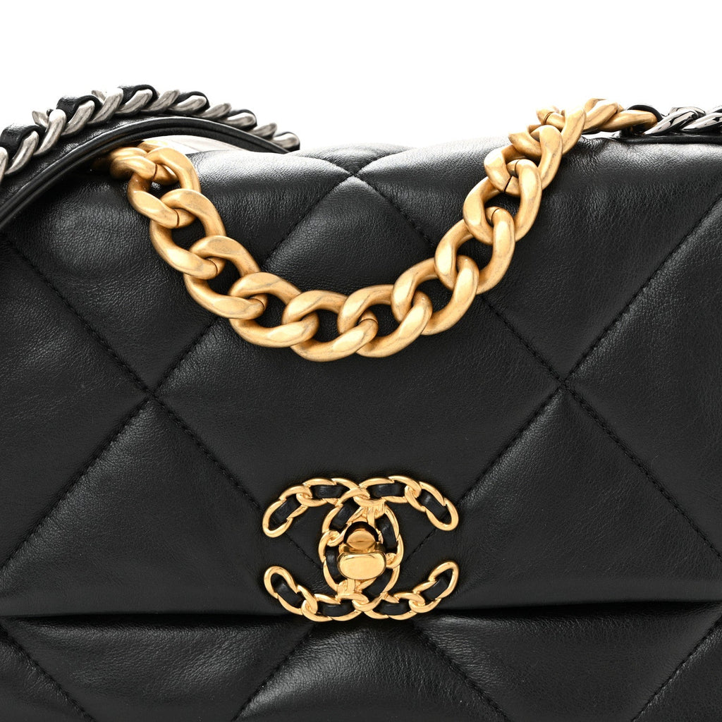 Lambskin Quilted Medium Chanel 19 Flap Black