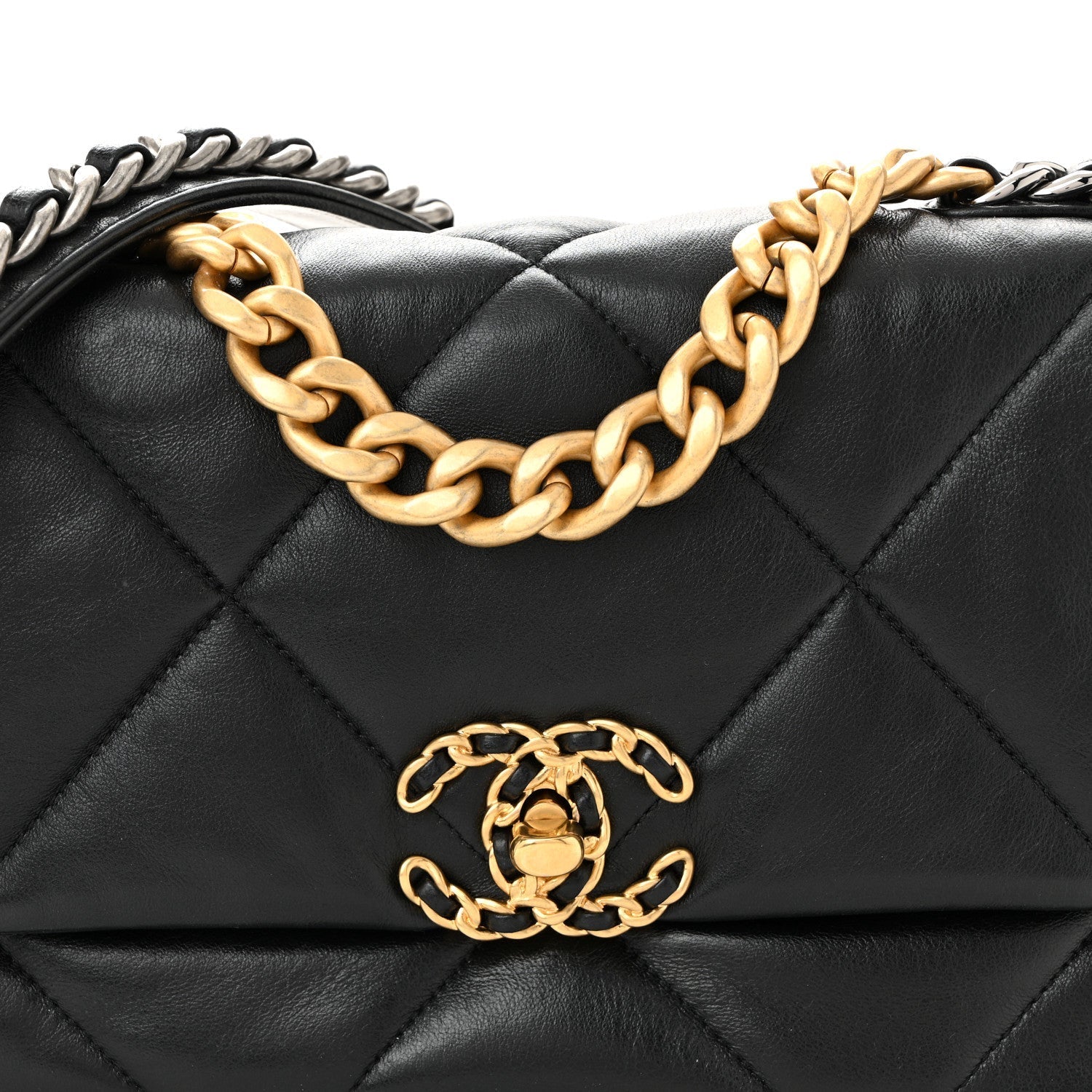 Lambskin Quilted Medium Chanel 19 Flap Black