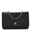 Caviar Quilted Wallet on Chain WOC Black