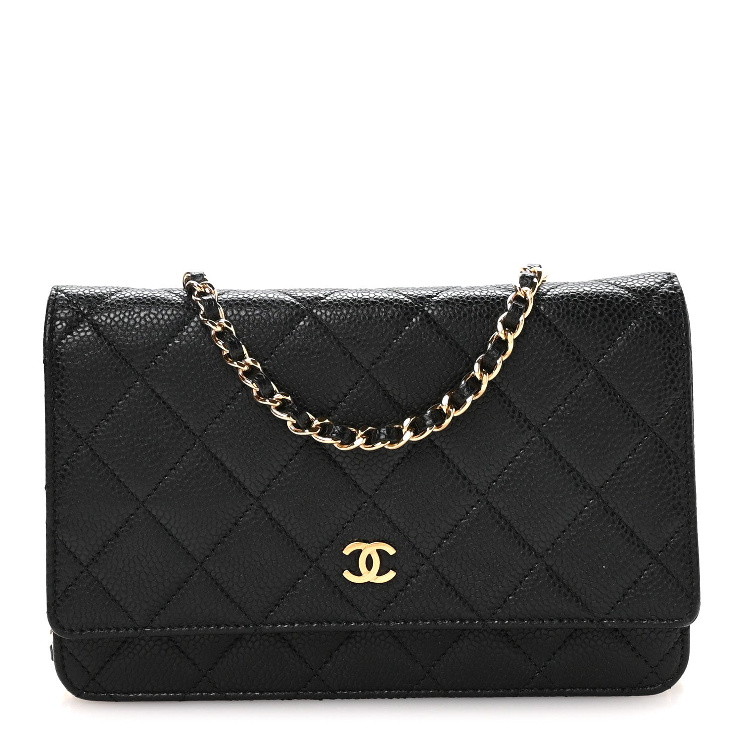Caviar Quilted Wallet on Chain WOC Black