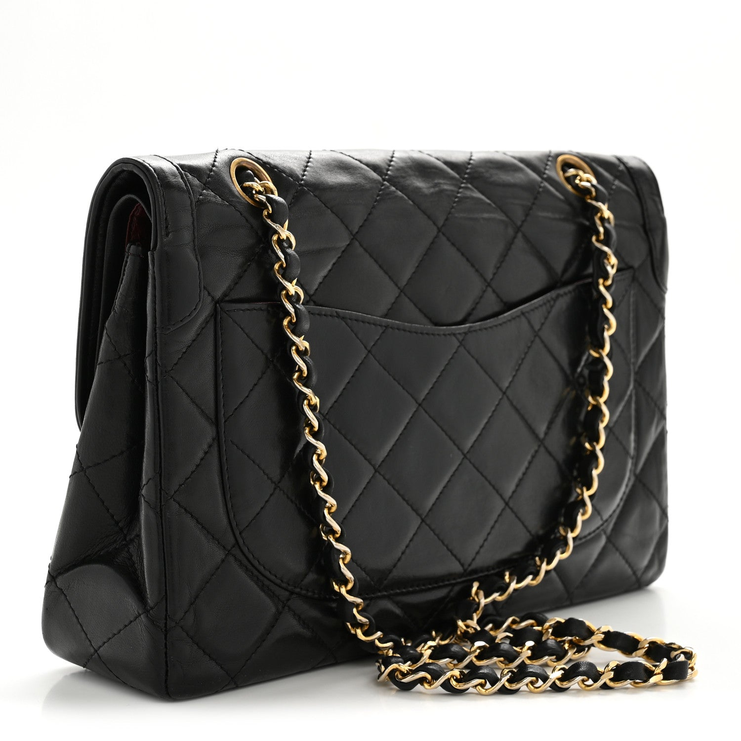 Lambskin Medium Double Flap Black