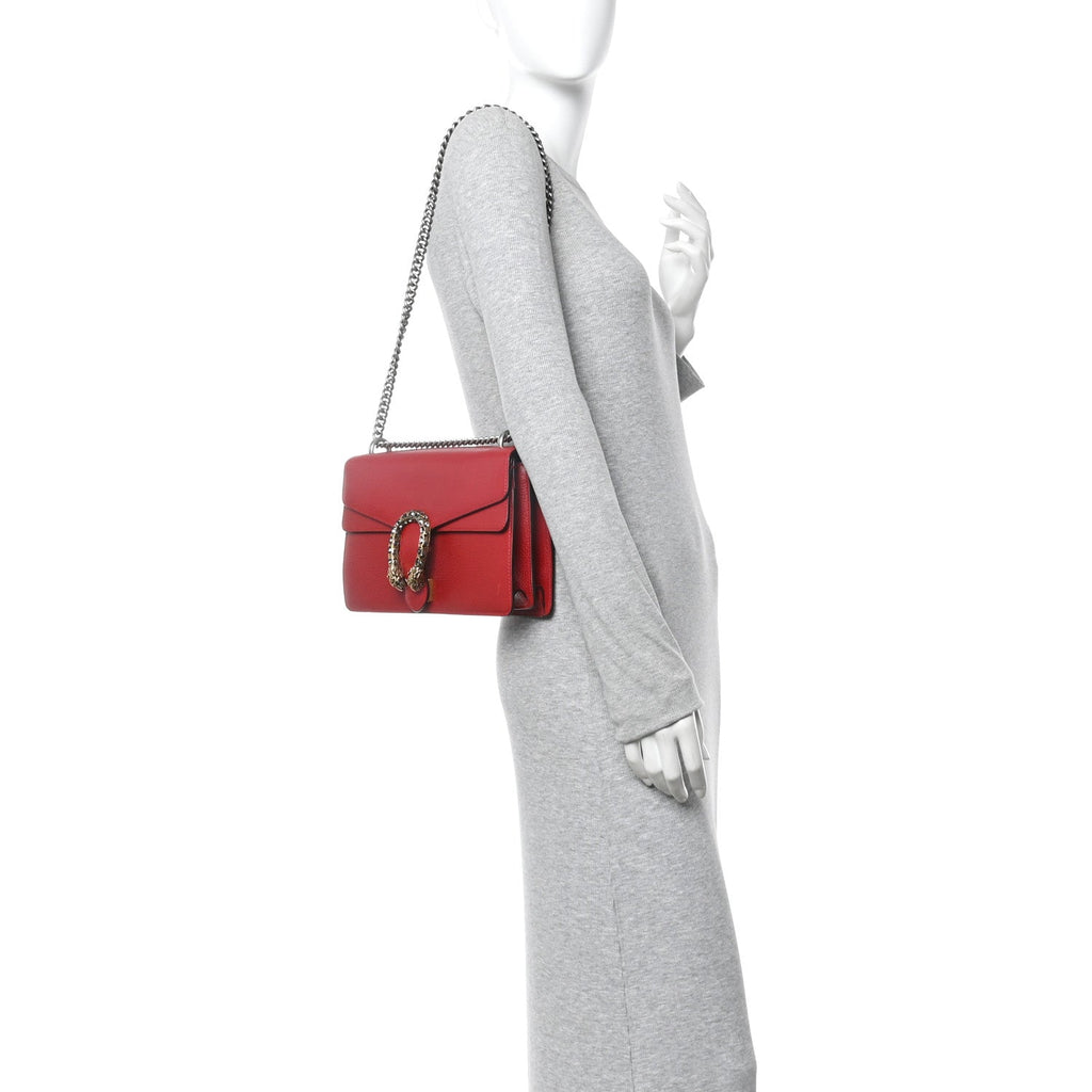 Dollar Calfskin Swarovski Crystal Small Dionysus Shoulder Bag Hibiscus Red