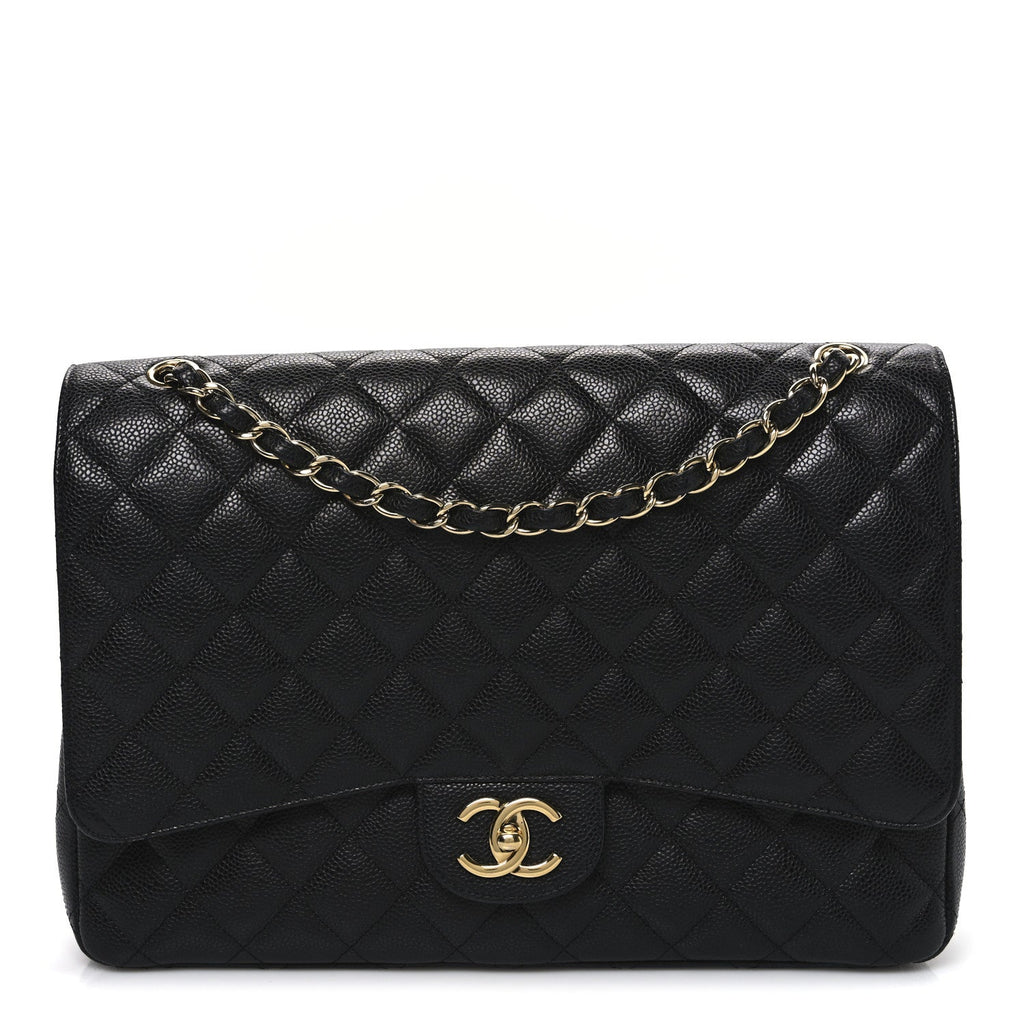 Caviar Quilted Maxi Double Flap Black