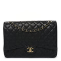 Caviar Quilted Maxi Double Flap Black