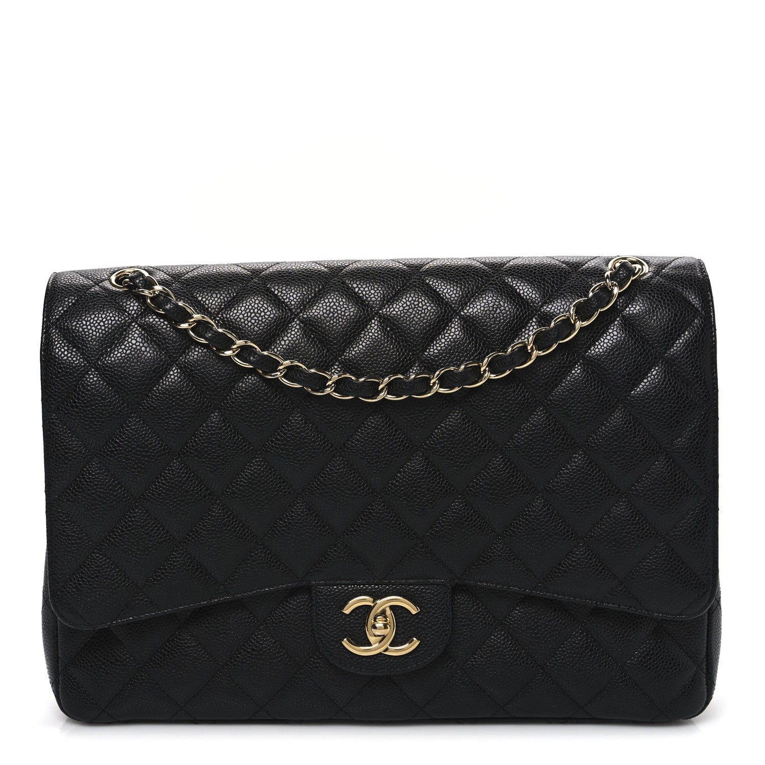 Caviar Quilted Maxi Double Flap Black