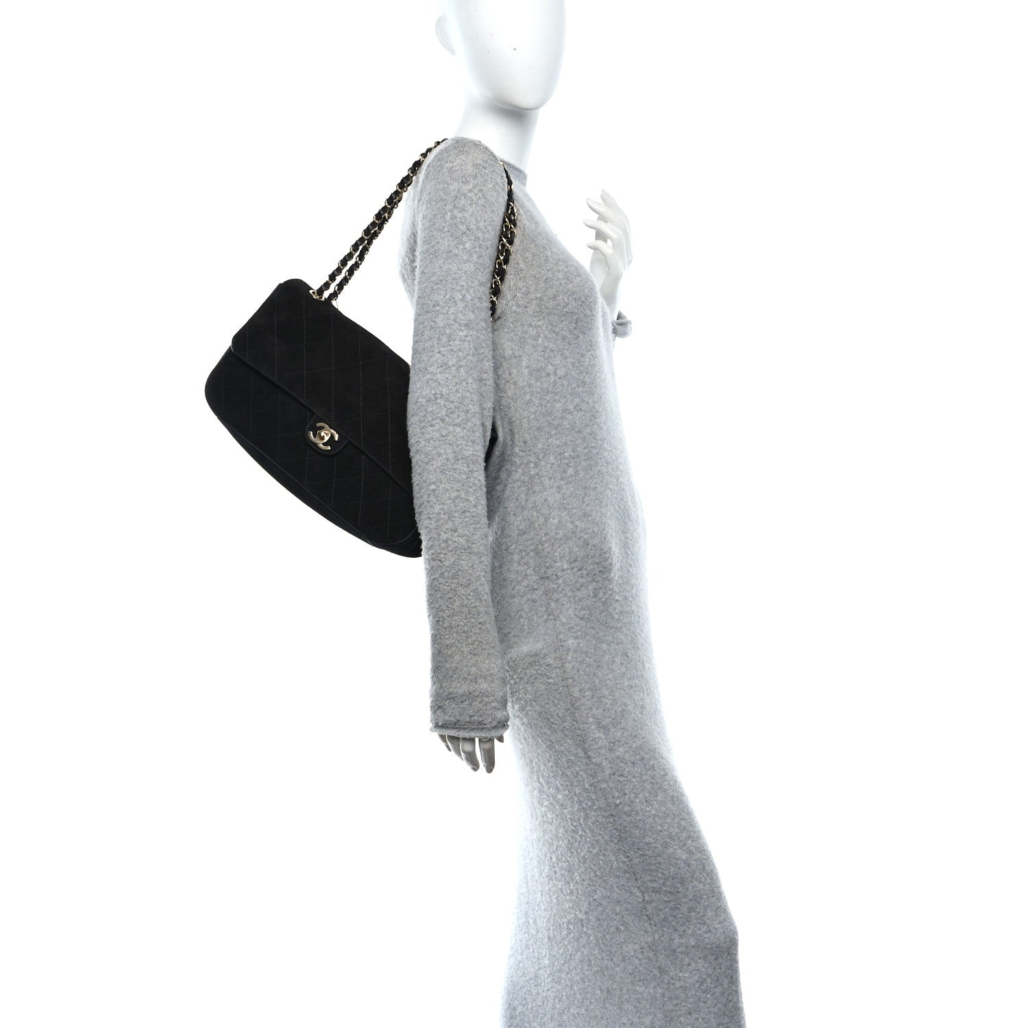 Suede Calfskin Small Souplissimo Maxi Flap Black