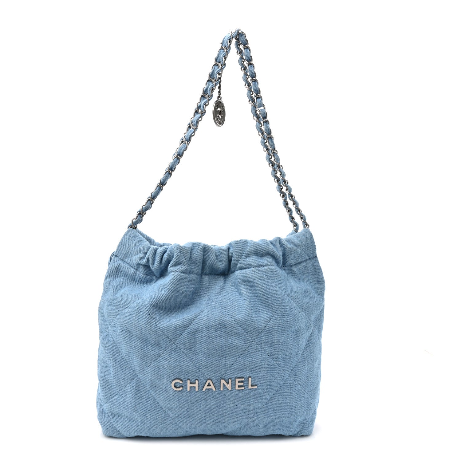 Denim Quilted Chanel 22 Light Blue