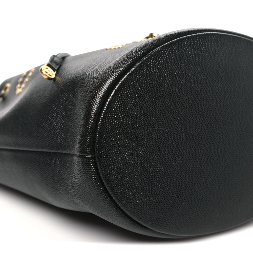 Caviar Deauville Drawstring Bucket Bag Black