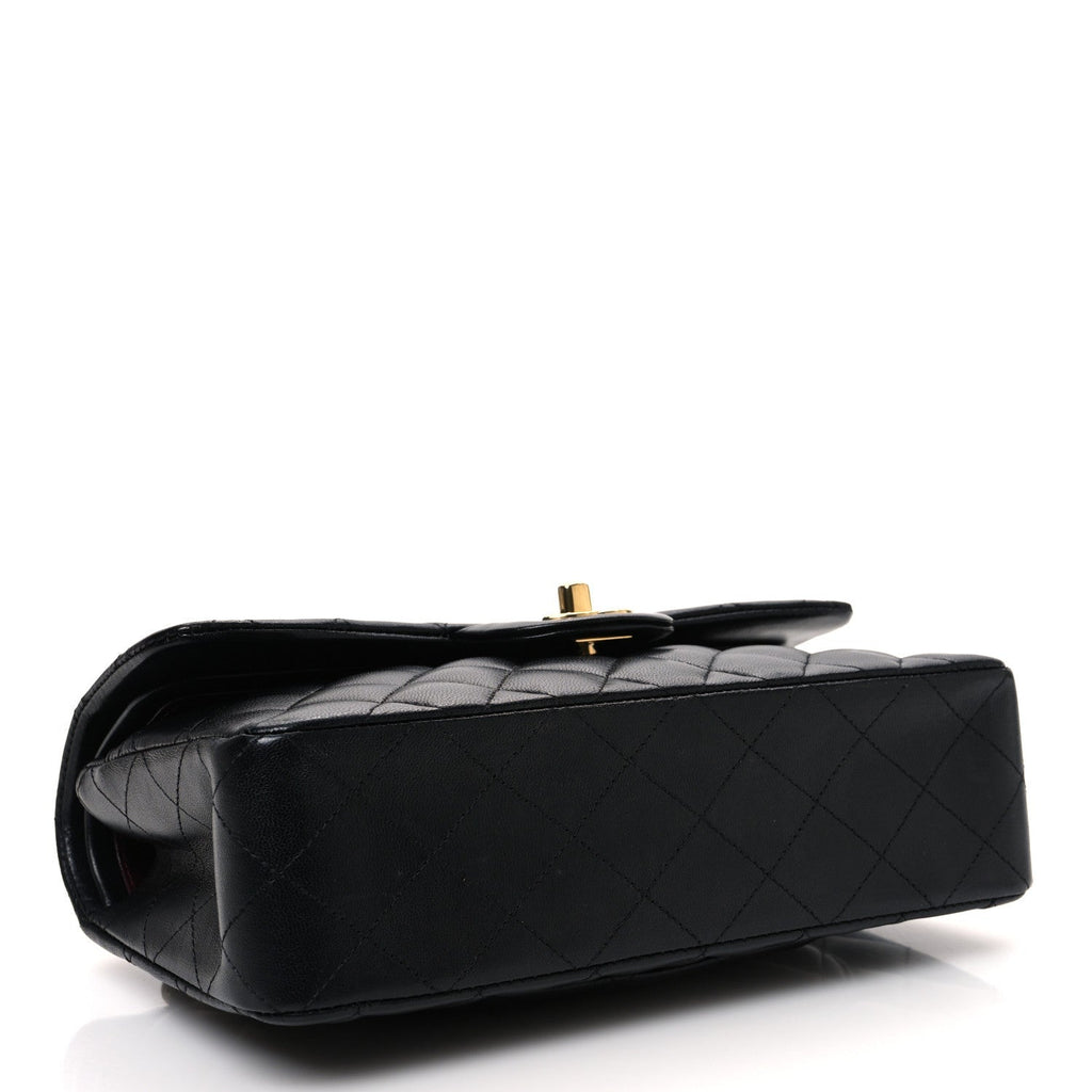 Lambskin Quilted Small Double Flap Black