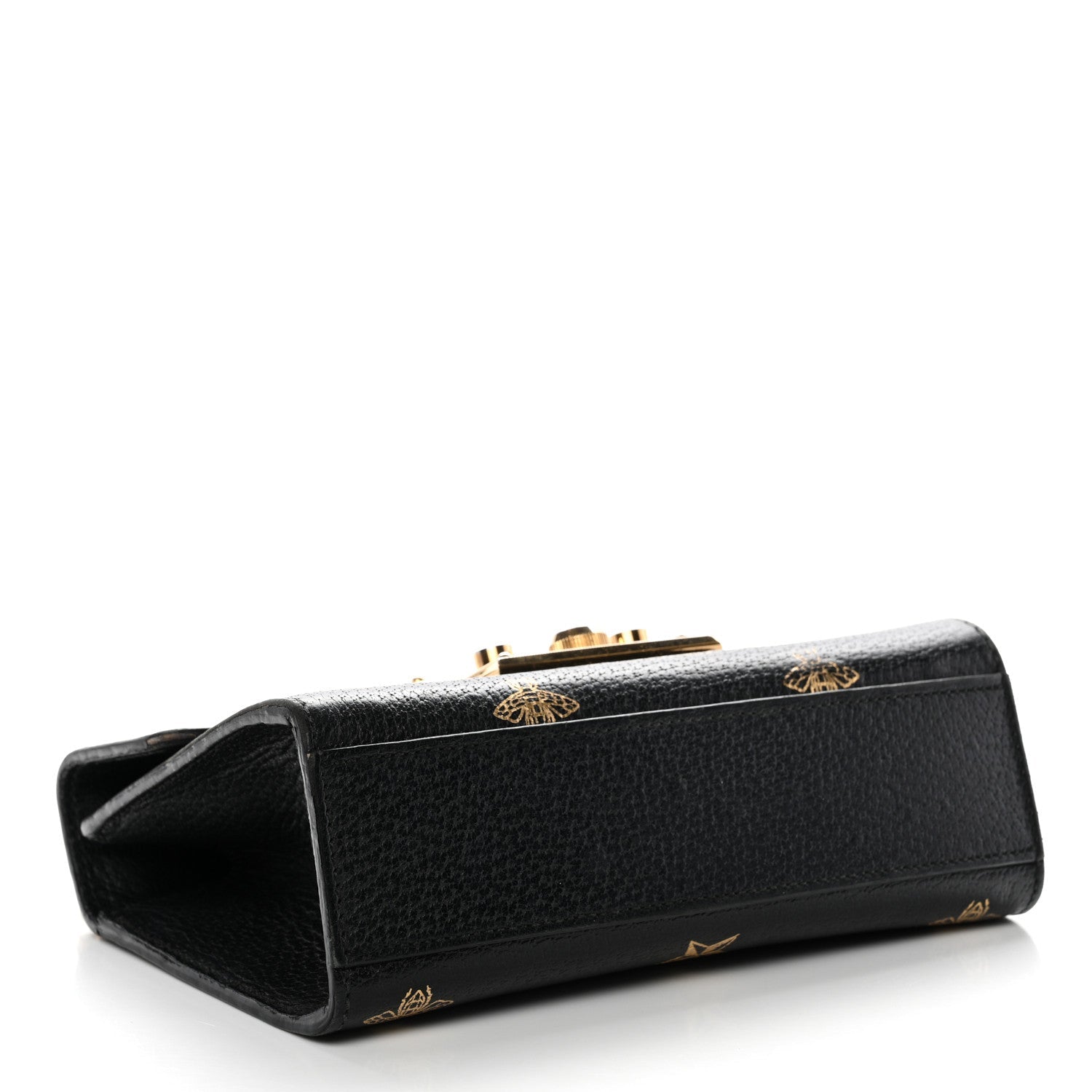 Grained Calfskin Bee Star Small Padlock Shoulder Bag Black
