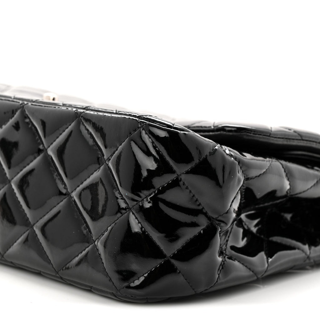 Patent Quilted Jumbo Double Flap Black