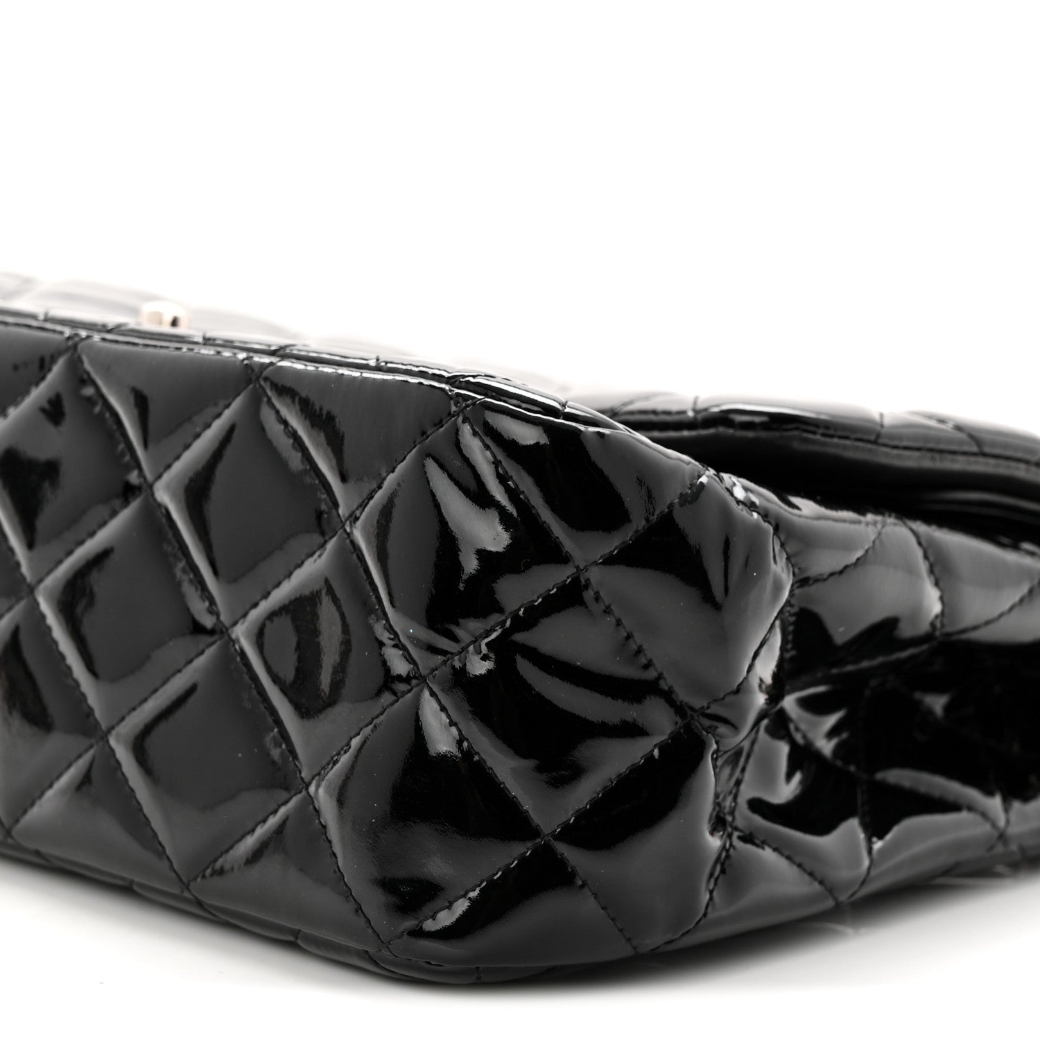 Patent Quilted Jumbo Double Flap Black