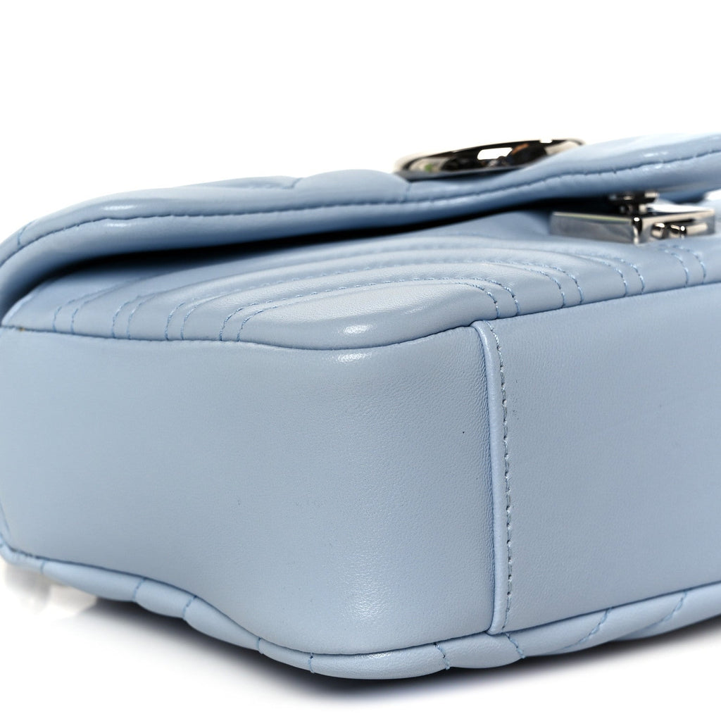 Lambskin Matelasse Small GG Marmont Shoulder Bag Porcelain Light Blue