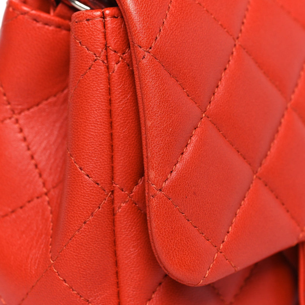 Lambskin Quilted Mini Square Flap Orange
