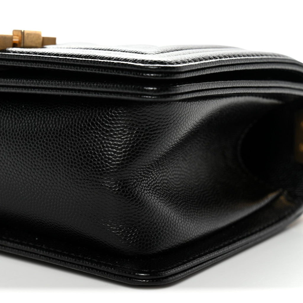 Caviar Quilted Small Boy Flap Black