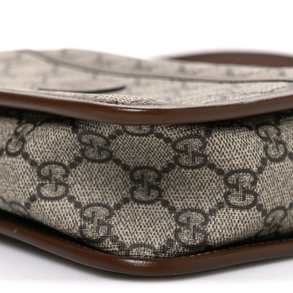 GG Supreme Monogram Azalea Calfskin Mini Retro Interlocking G Shoulder Bag Beige Ebony Brown Sugar