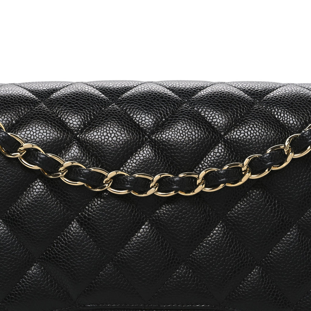 Caviar Quilted Jumbo Double Flap Black