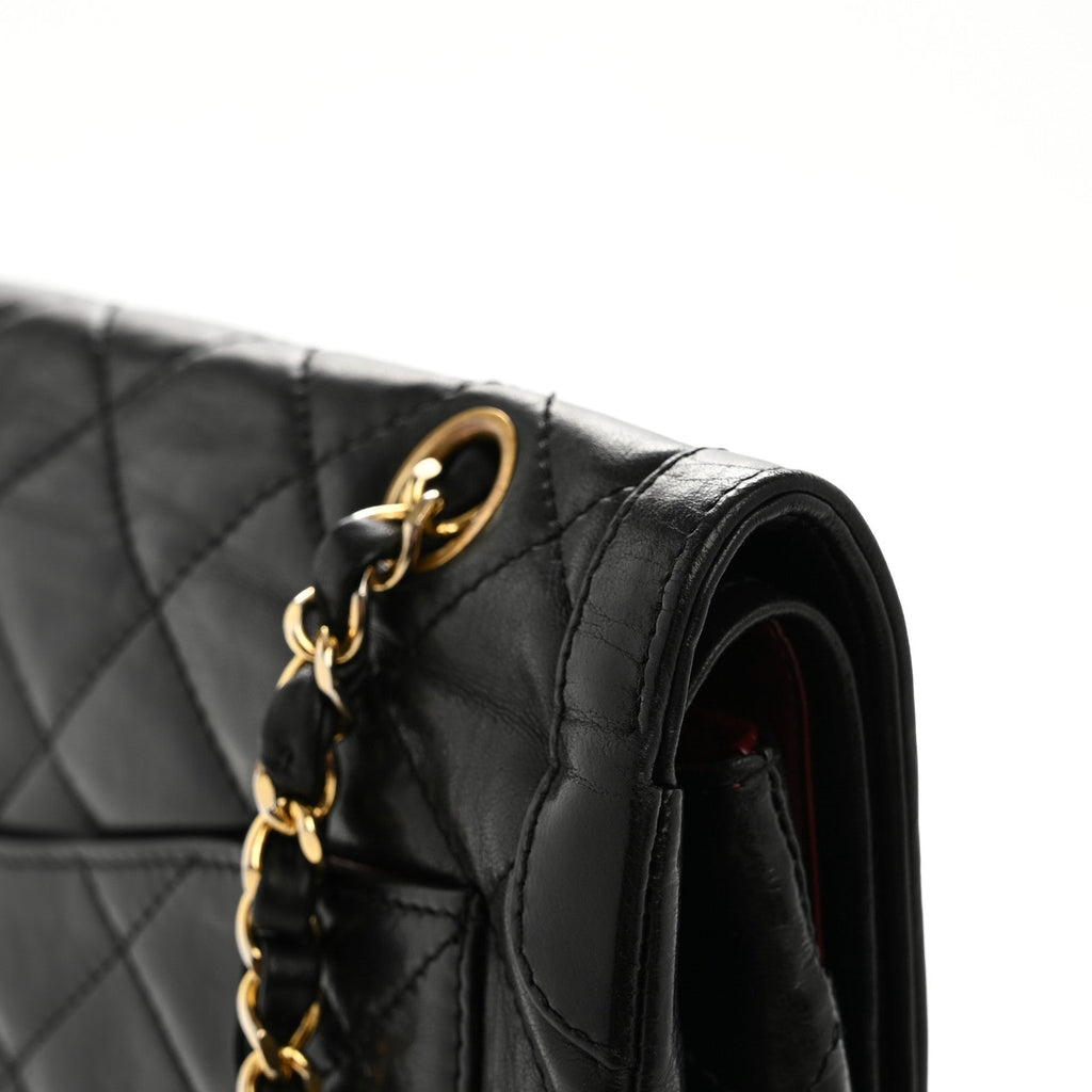 Lambskin Medium Double Flap Black