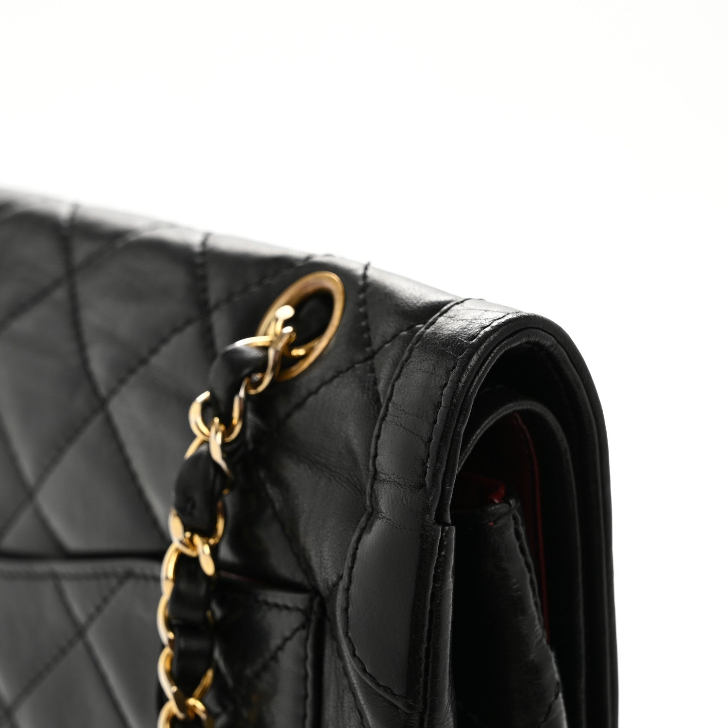 Lambskin Medium Double Flap Black